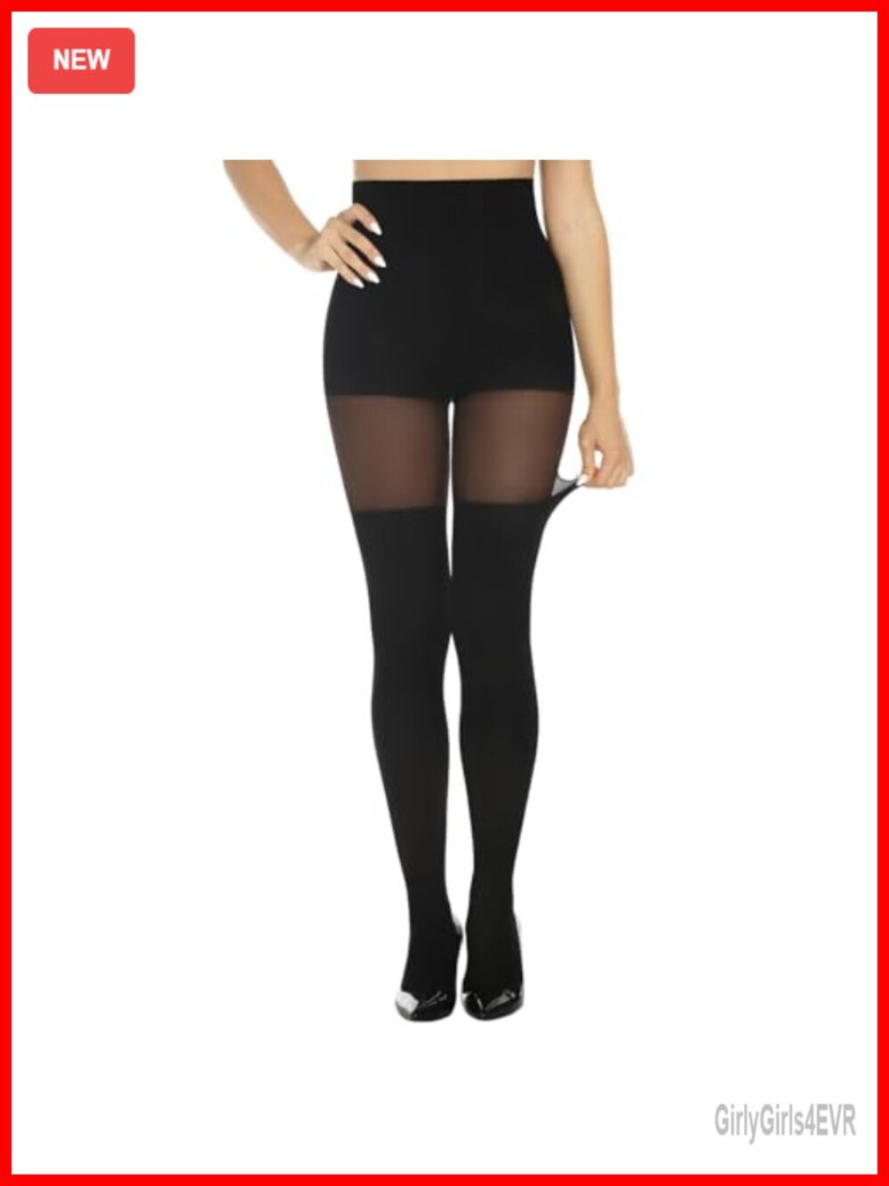 Faux Thigh High Tights Mock Over Knee Sheer Opaque Pantyhose